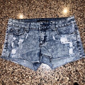 Lovesick Blue Distressed Jean Shorts